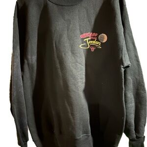 Unisex Micheal Jordan Vintage Black Crewneck Sweater with Red and Yellow Accents